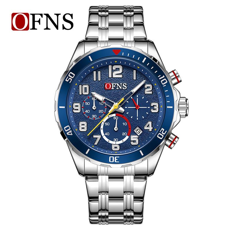 Ofns Luxury Quartz Watch: Luminous, Rotating Bezel, Waterproof & Single Calendar - Men's Business Wristwatch.