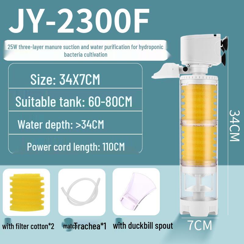 3-in-1 Aquarium Filter & Feces Separator with Built-in Circulating Water Pump