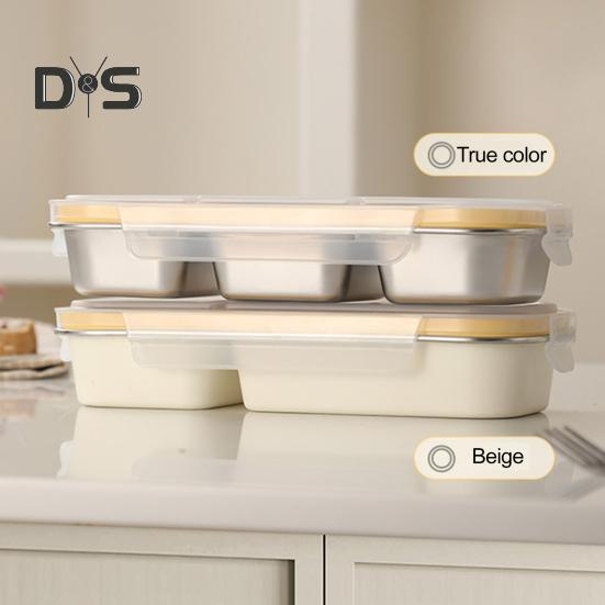 Snackbehälter aus Edelstahl, unterteilte Gewürzbox mit Deckel, Lunchbox mit auslaufsicheren, versiegelten Fächern, wiederverwendbarer Lebensmittelbehälter für die Schule