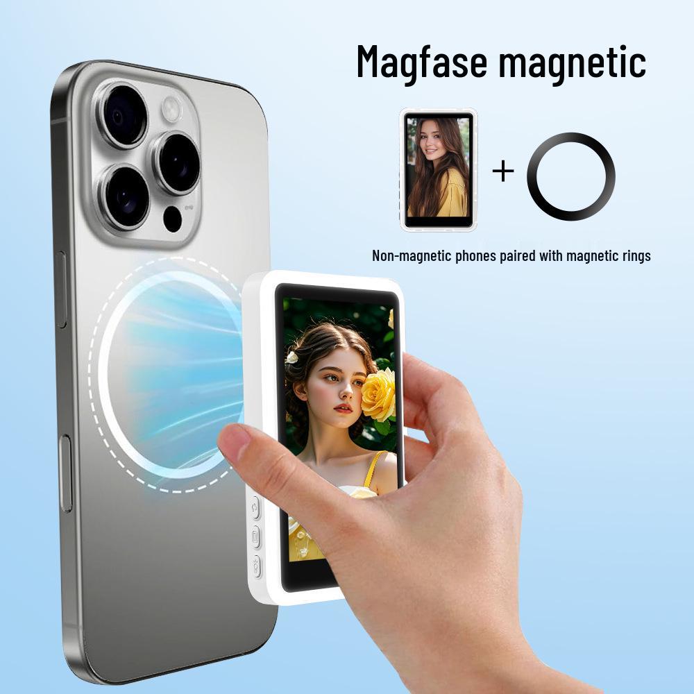 Kabelloses magnetisches Handy-Display mit Ton & Fülllicht für Live-Streaming & Remote-Selfies