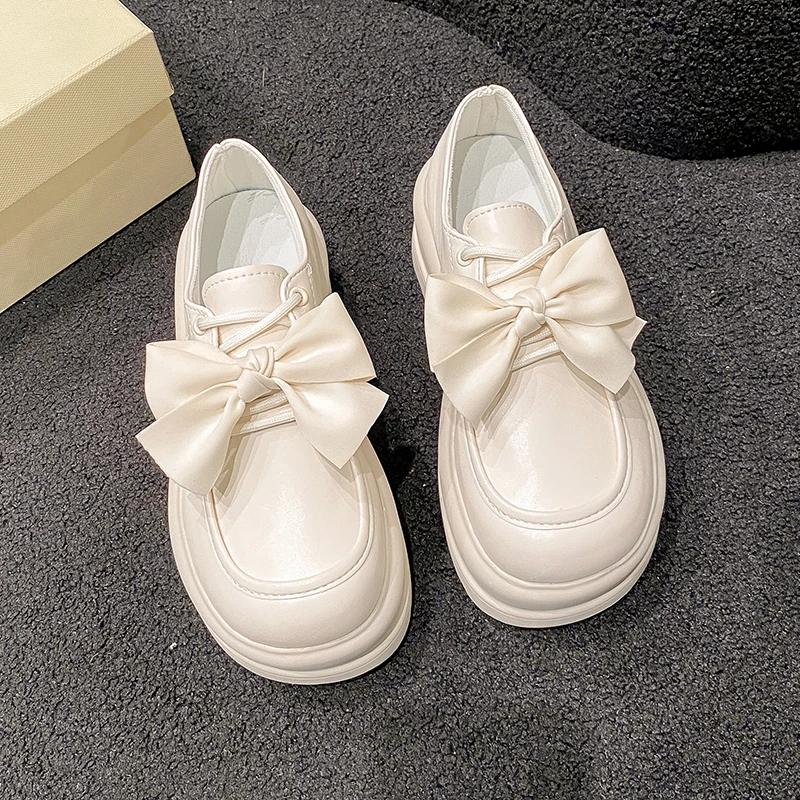 Fashion Women Thick Sole Leisure student Sneakers New Autumn Butterfly-knot Slip-on Shoes Spring Outdoor Non Slip Platform Shoes 7CM