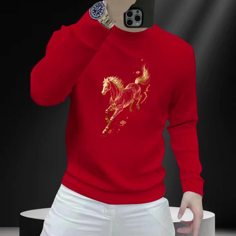 

2025 Success Upon Arrival Men s Crew Neck Sweatshirt, Loose Fit, Casual, Perfect for Autumn & Winter 5XL червоний