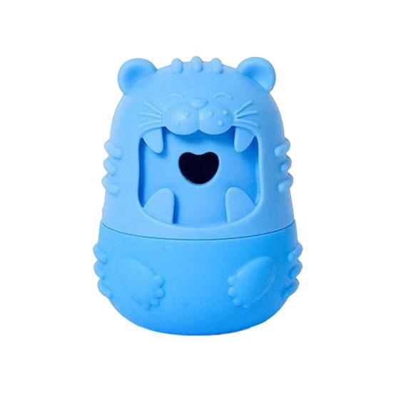 

Интерактивная силиконовая игрушка-дозатор для лакомств в форме маленького медведя, развивающая игрушка-головоломка для щенков и маленьких собак. синий
