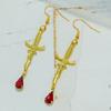 Boucles d'oreilles Dague Créatives Mode Boucles d'oreilles Pendentifs Rouge Sang Accessoires d'Horreur Bijoux pour Filles Halloween Accessoires Cadeau