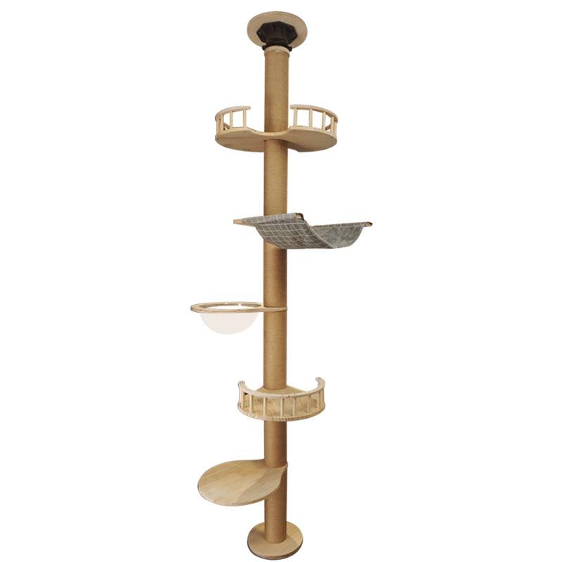 Solid Wood Cat Tower Toy Condo Large Cat Nest Scratching Platform Hammock Climbing Game Stand Kitty Scratching Post Pet Products