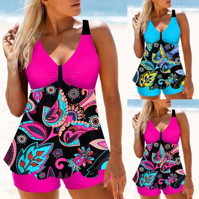 Summer Beach New Women's Bikini Two Piece Swimsuit Suzuran Flower Print Holiday Tie Beach Suit S-6XL