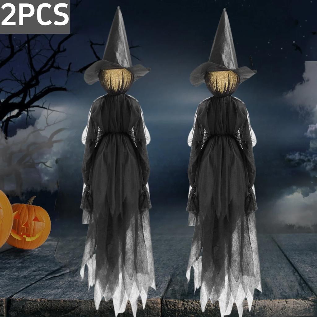 1.5M Halloween Light-up Witches Voice Control Screaming Witches Scary Decoration Sound Activated Witches Holding Hands for Home