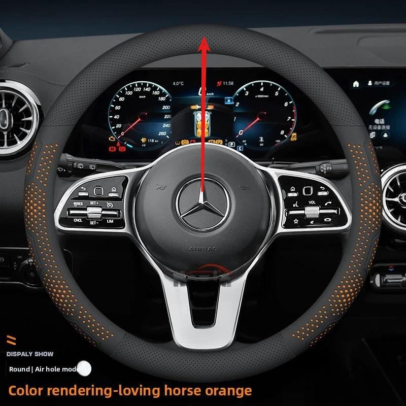 Leather Car Steering Wheel Cover for Mercedes-Benz A-class CLE-class G350 C220 C-class GLB W124 W203 W447 W212 W210 W221 W213 mo00