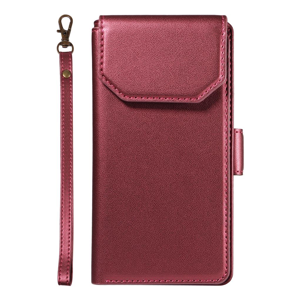 For iPhone 14 Pro Max Case with Multi-Card Holder and Strap PU Leather Phone Cover Stand