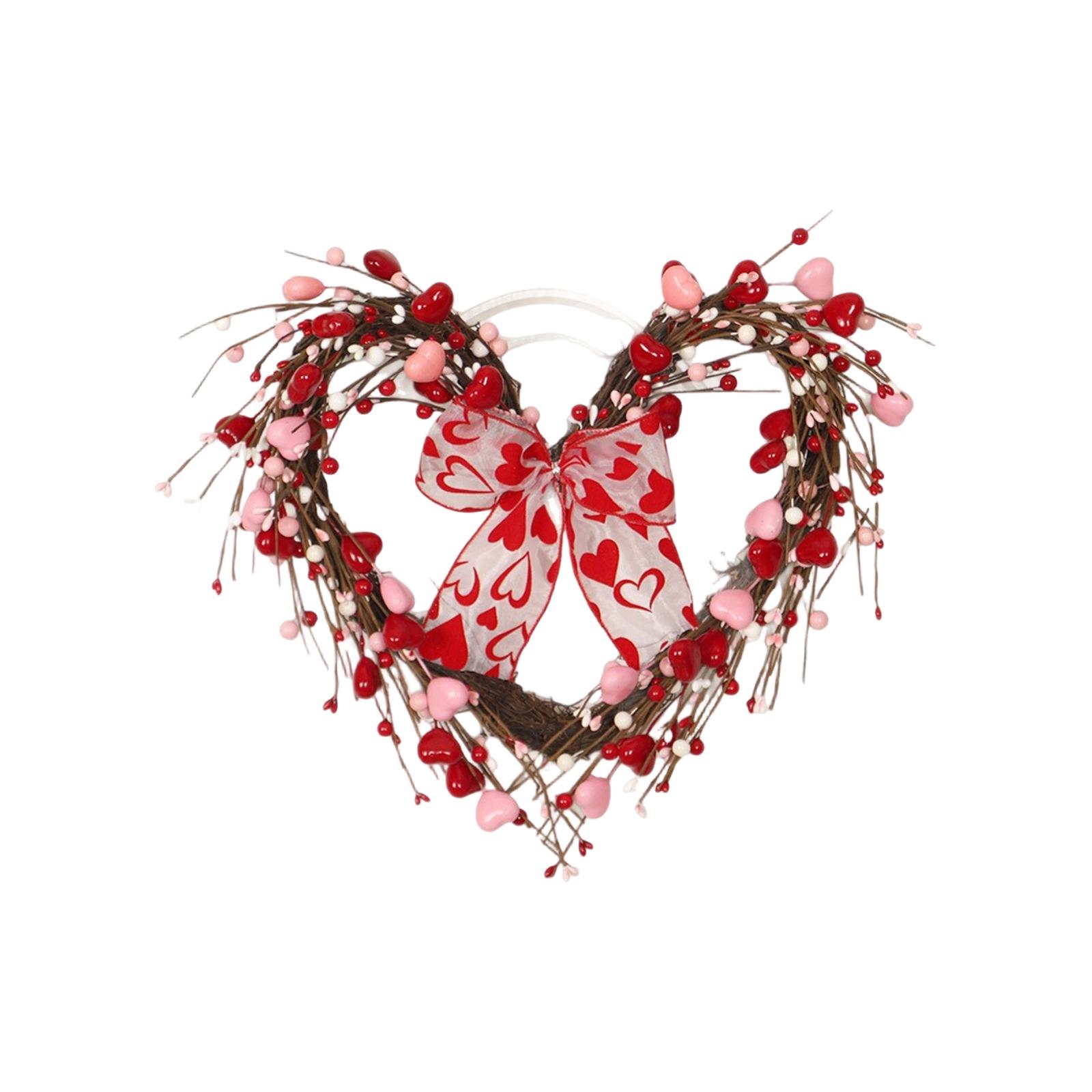 

3D40cm Valentine s Day Heart-Shaped Decorative Wall Hanging Artificial Heart-Shaped Flower Arrangement Home Floral Wreath Wedding Decorations One Size
