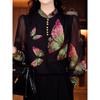 Butterflies Flying Fashion Three-dimensional Printed Western Style Shirt Women's Autumn Stand Long Sleeve Top Versatile