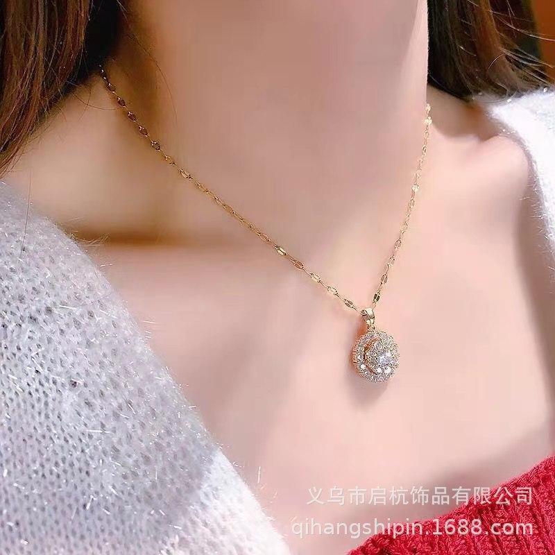 

Zircon Necklace Female Rotation Simple Luxury Does Not Fade For Friends