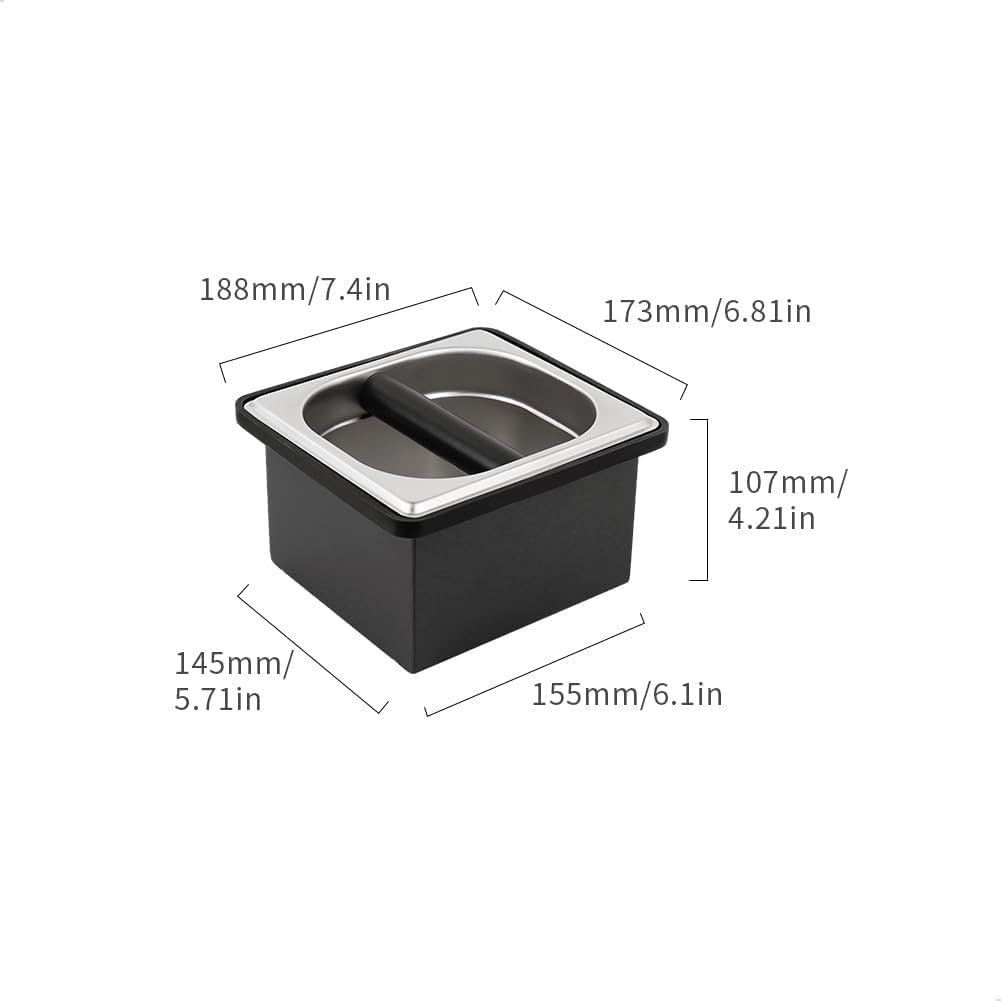 watchget Espresso Coffee Knock Box, Durable Stainless Steel Dump Bin for Coffee Grounds, Removable Non-Slip Base, Coffee Grounds Container for