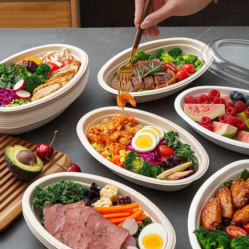 Jinwuyuan 800ml Disposable Oval Paper Bowls with Lids