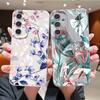 Flowers Leaves Print Case For Samsung S26 S25 Ultra S24 S23 S22 S21 FE A15 A35 A55 A16 A36 A56 A17 A18 A37 A57 5G Leather Texture Soft Cover