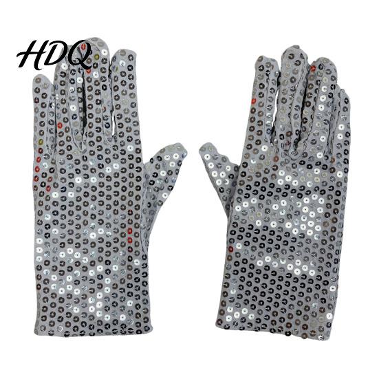 Breathable Sequin Gloves 1 Pair Shiny Silver for Adults Stretchy Mesh Lightweight Metallic Sparkly Performance Dance Stage Costumes Halloween Party