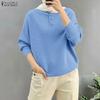 Women Casual Round Neck Long Sleeve Loose Muslim Retro Blouse