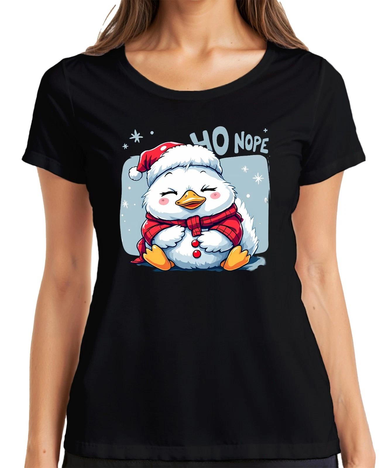 HO NOPE niedlicher Weihnachts Pinguin Cartoon Kawaii süß lustig Damen T-Shirt L