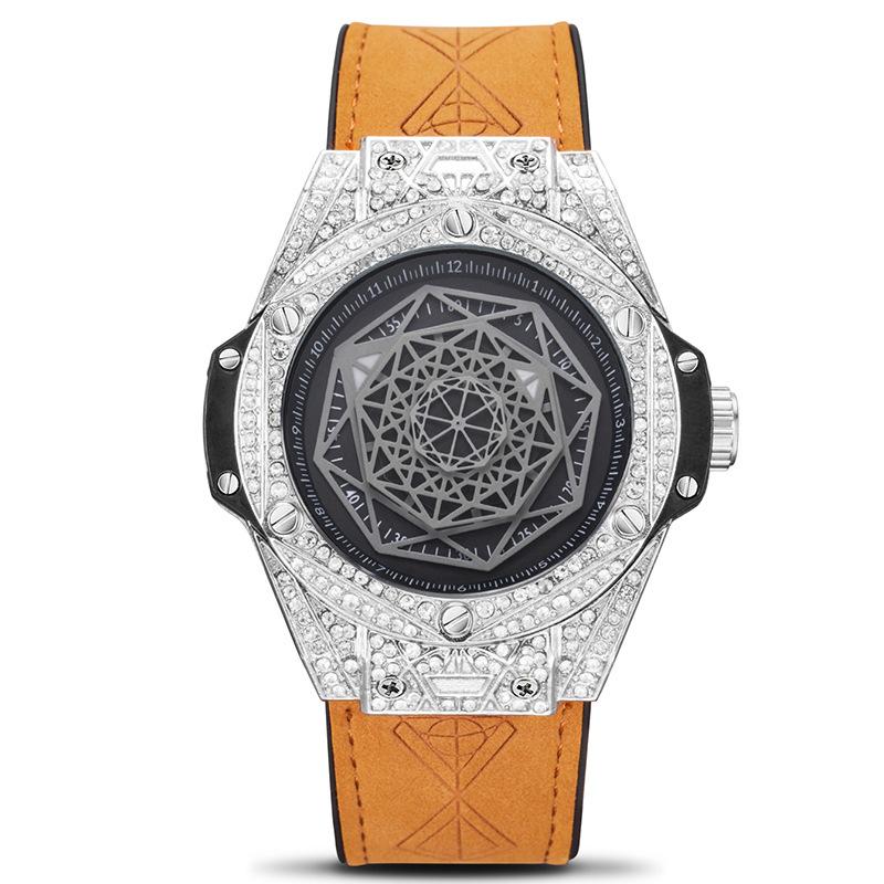KIMSDUN Zlatý Poise Diamond Intarzované Módní trendy Kreativní pánské hodinky Silikonové rukavice Nights Vodotěsné sportovní Quartz hodinky