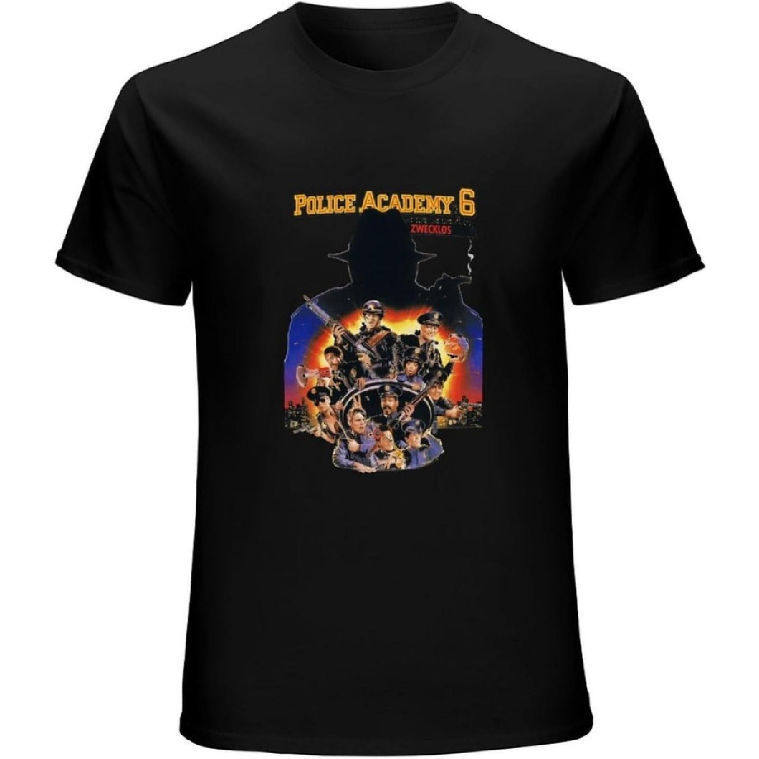 

HUA MEI LI Cool Police Academy Movie Poster Tshirt Unisex Mens Vintage T Shirt Short Sleeve Funny Top Black XXXXXL різнокольоровий