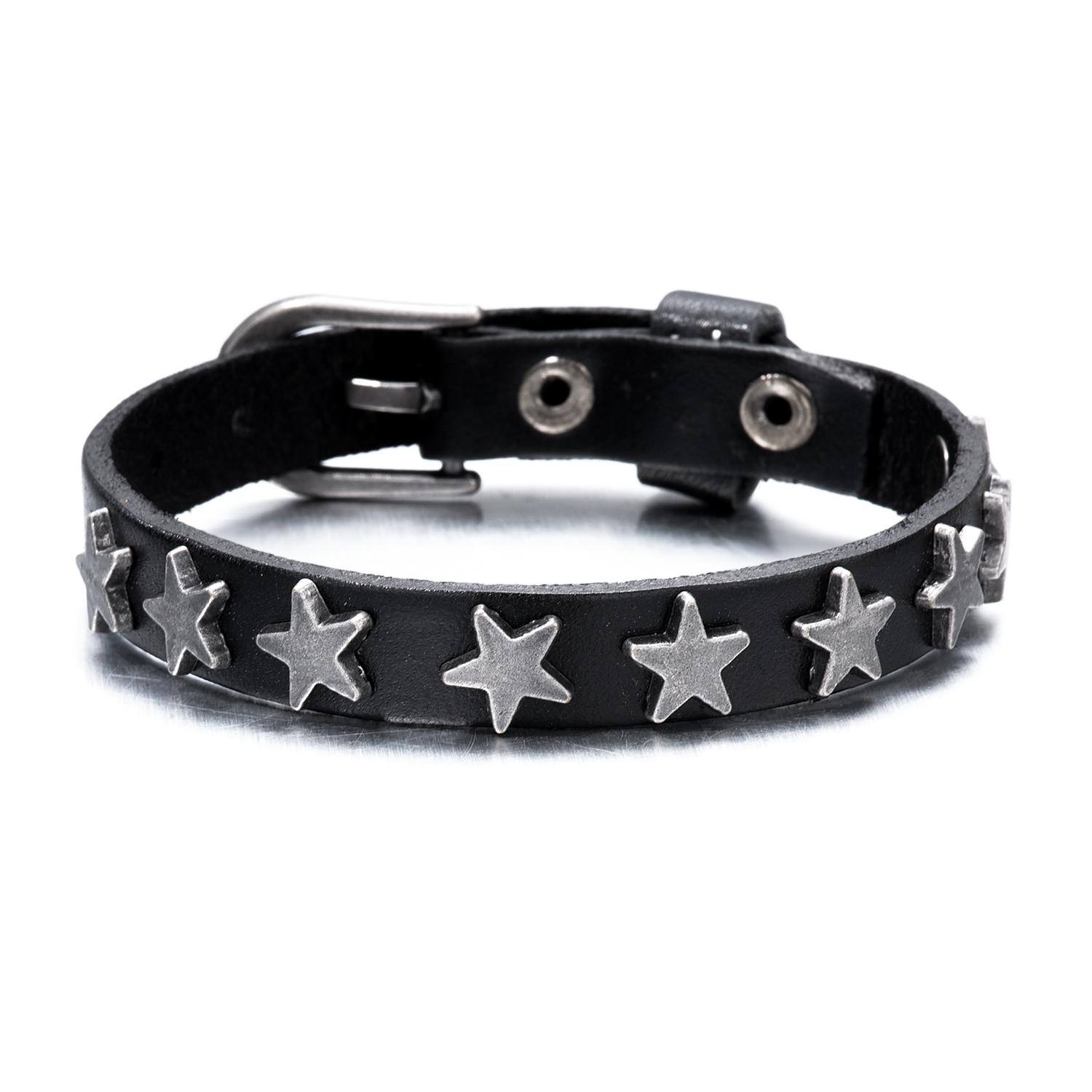 

Punk Men s Leather Black Star Bracelet Star Weave Cuff Bangle Wristband Jewelry Party Fashion Gift 1pc