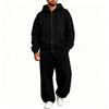 Men's Casual Tracksuit Set Hooded Full Zip Long Sleeve Hoodie Wide Leg Pants Solid Color