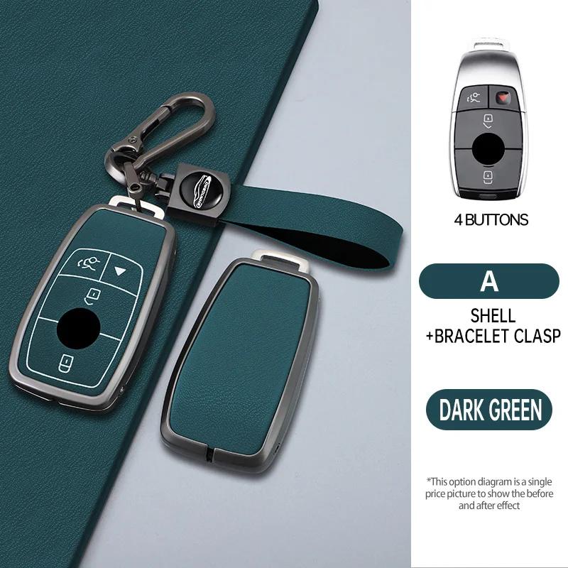 Styling Mouldings 3/4 Button Zinc Alloy Key Fob Cover Case For 2019 2020 Mercedes-Benz A220 E63S AMG E-Class GLE 350 4MATIC E300