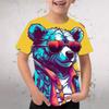 Boys' T-shirt 3D Printed with Tyrannosaurus Rex Fashion Trend Print Short Sleeved Round Neck Summer Quick Drying Shirt