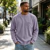 Men's Corduroy Long Sleeve Crewneck Top, Casual Athletic T-Shirt for Everyday Wear