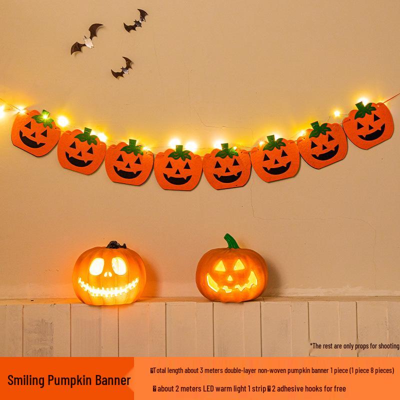 Luminous Halloween Party Pumpkin Bunting Decoration for Mall and Store Events