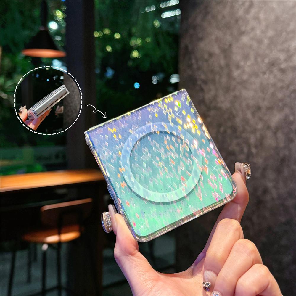 Applicable To Samsung Zflip7 Mobile Phone Case Z Flip8 Generation Folding Screen Flip Zflip6 Laser Gradual Change Magnetic Case