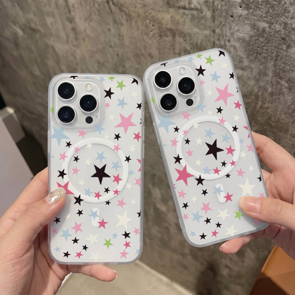 Full color star magnetic matte phone case for apple 17promax/16 /15 /14/13 personality