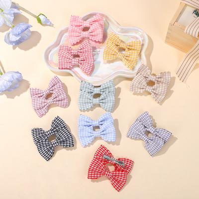 2 Stück/Set Neue Mädchen Niedliche Karomuster Haarnadeln für Kinder Süßes Stirnband Haarspangen Haarspangen Mode Schleife Haarschmuck