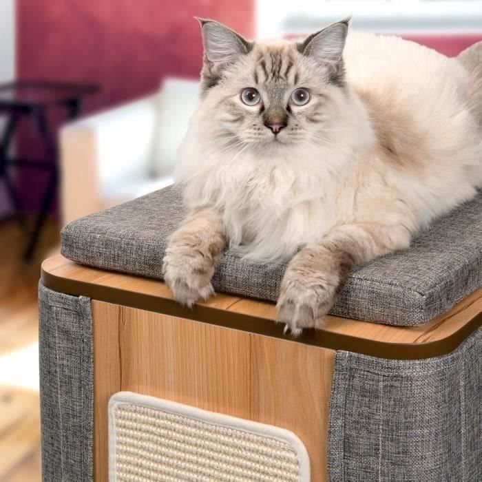 Vesper arbre à chat en mdf - 42,5 x 87 x 42,5 cm - gris pierre