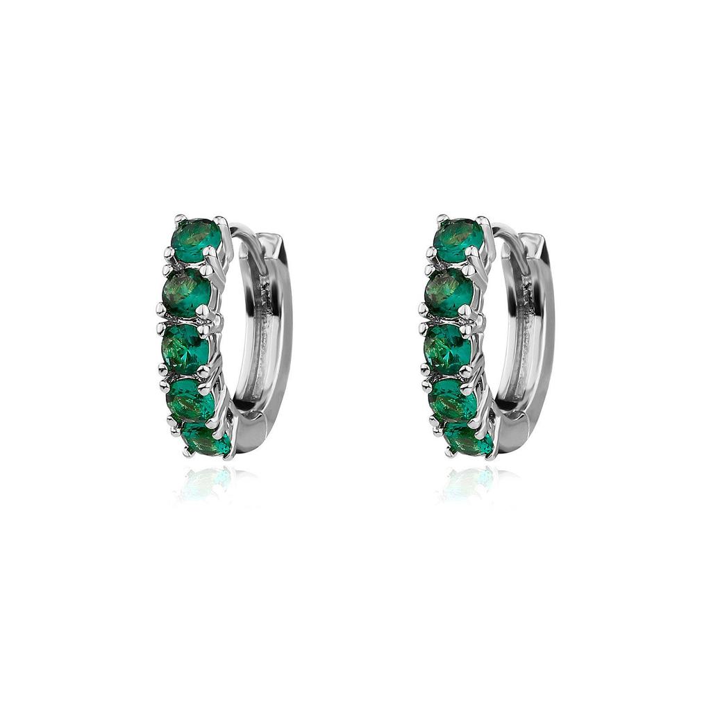 Zircon Hip Hop Hinged Hoop Earrings: Single Row Bling for Trendsetting Couples