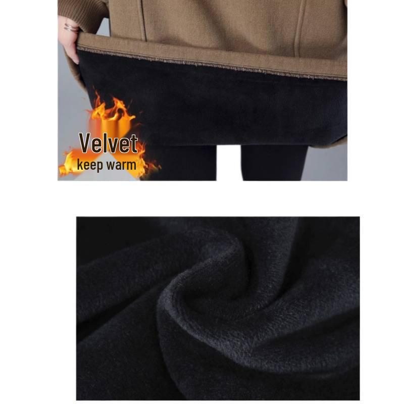 2025 Autumn/Winter High Neck Knit Sweatshirt with Long Sleeve & A-line Long Skirt Featuring Pocket Design