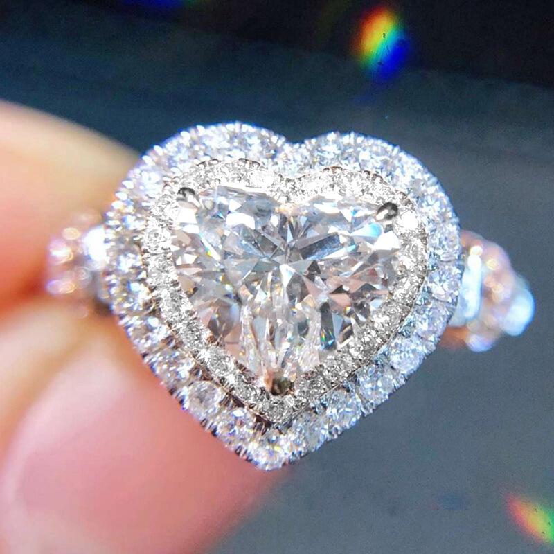 European and American Simple and Elegant Heart-shaped Zircon Ring, Fashionable and Elegant Personalized Zircon Accessories 6