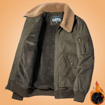 Manteau d'hiver beau travailleur masculin Plus coton épais poils d'agneau Plus velours épais coton manteau lâche uniforme militaire rétro veste en coton