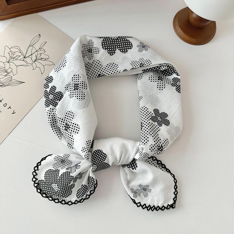 

Silk scarf square scarf high-end sense versatile floral pastoral style literary and artistic neck protection decorative scarf thin scarf