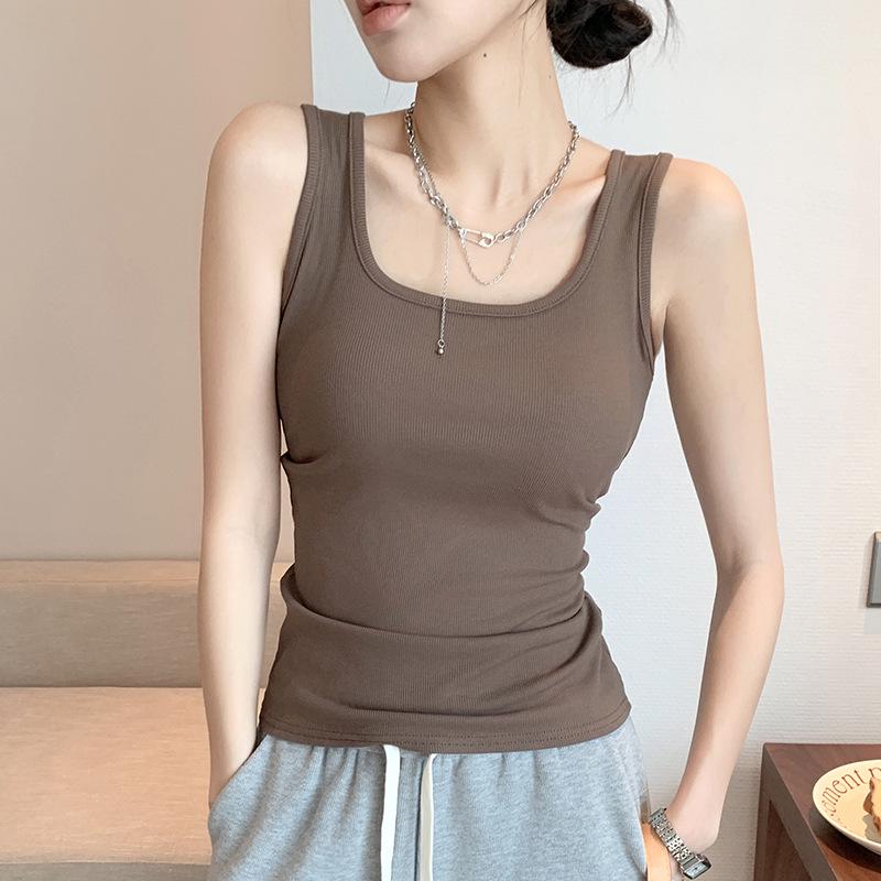 H237 Spring/Summer Women's U-Neck Slim Fit Wide Shoulder Sleeveless Vest