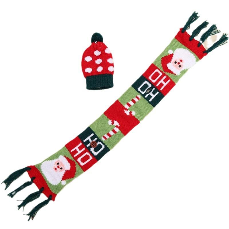 Christmas Wine Bottle Decoration, Christmas Scarf Hat Set, Christmas Wine Bottle Cover