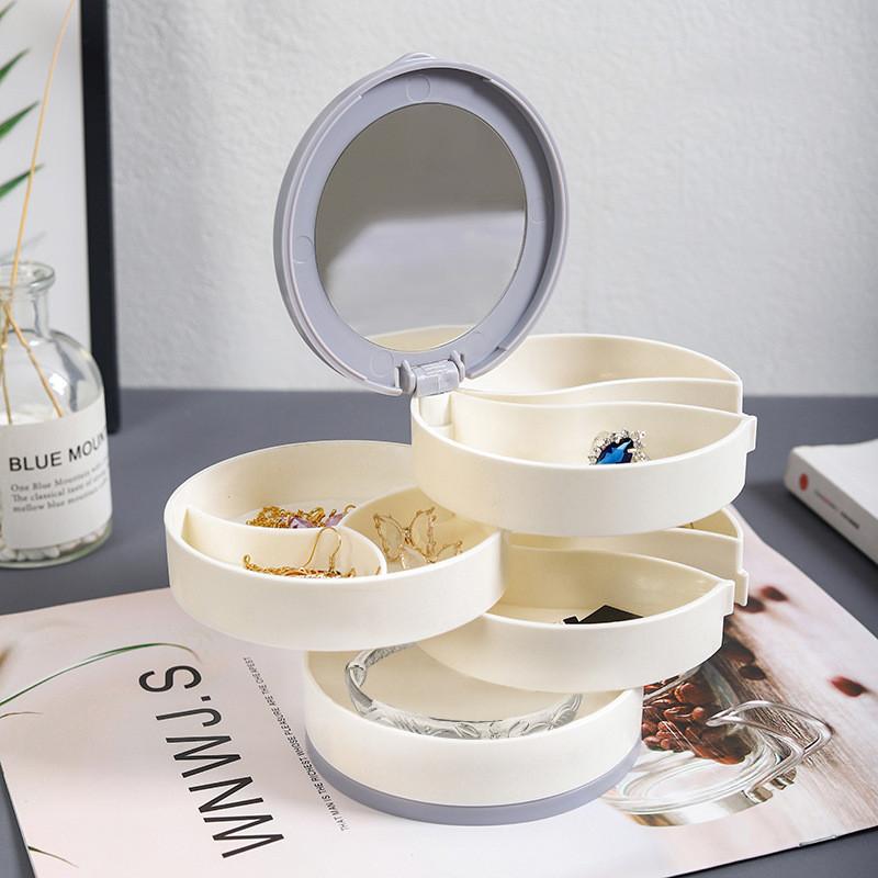 Jewelry Organizer Display Box 360° Rotatable Jewelry Box Portable Jewelry Case Necklace Earrings Ring Bracelet Storage Box Case