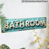 2D Flat 1pc, 15.7×3.94inch Metal Signage Featuring A Rustic Coastal Theme with Seafoam Green Waves and Starfish, Aluminum Decorative Sign