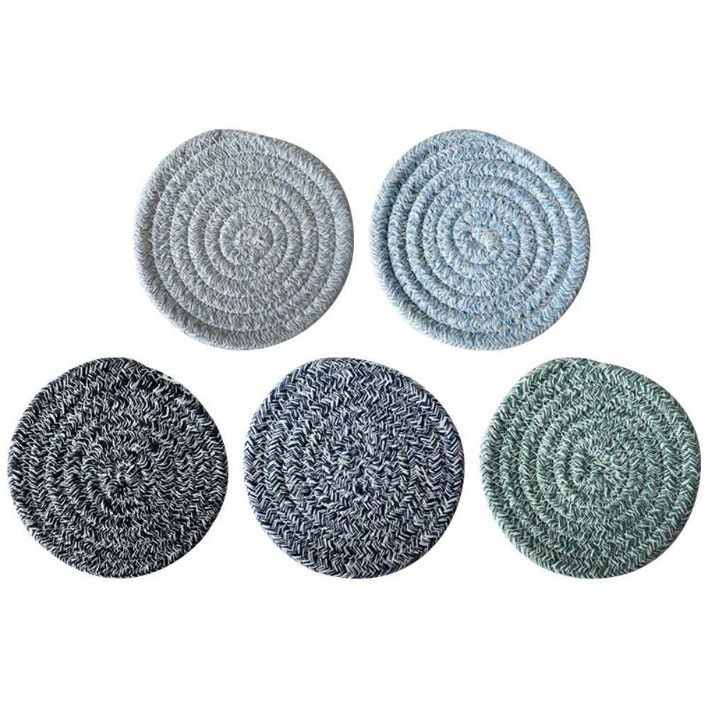 Round Woven Heat Resistant Mat Thickened Water Absorbent Coaster Cup Mat Coffee Table Decor