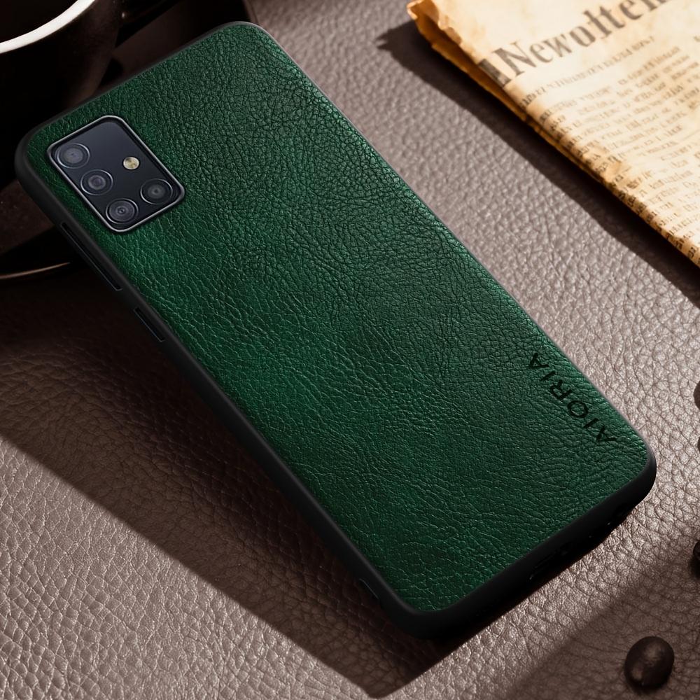 Phone Case: Luxury Case for Samsung Galaxy A71 A51 A11 5G Retro Fashion Natural Texture Solid Color Anti-fingerprints Synthetic Leather Precise