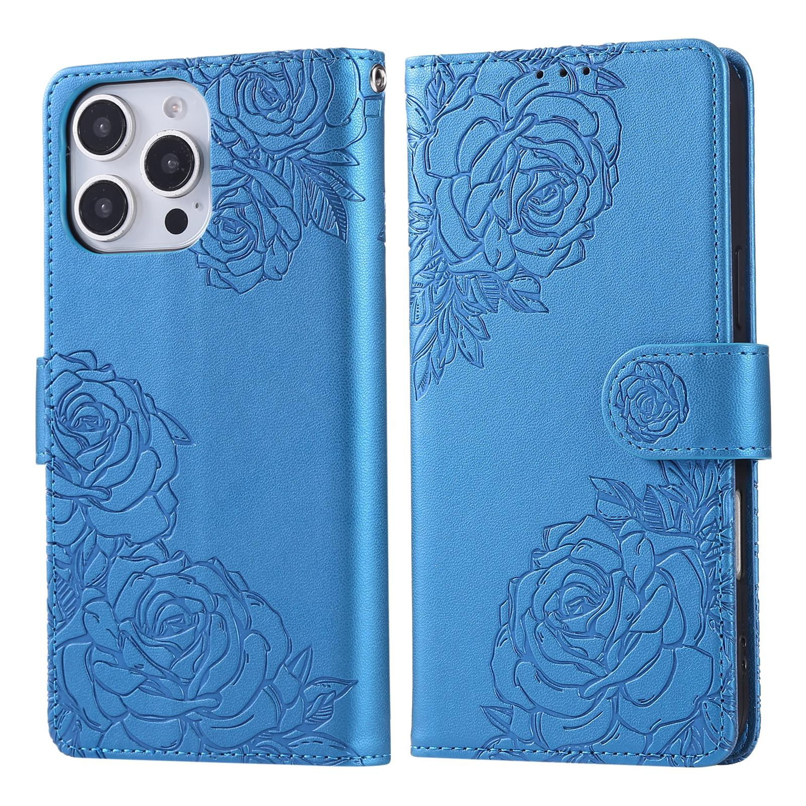 

Luxury Fashion Flower Pattern Leather Case For iPhone 16 15 14 13 Pro Max 14 15 16 Plus 16e Business Flip Wallet Card Solt Cover For iPhone 16e&Case & Strap синій