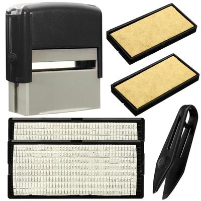 Set de ștampile de imprimare multifuncționale, reutilizabile, din cauciuc, cu litere, cu litere, cu pensete, cartușe negru