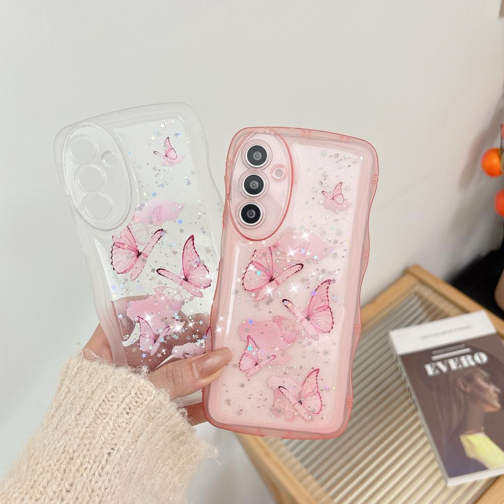 Glitter Stars Butterfly Clear High Quality Shockproof Phone Case for for A56 A36 A26 A16 A06 A05 A15 A25 A55 5G Soft TPU