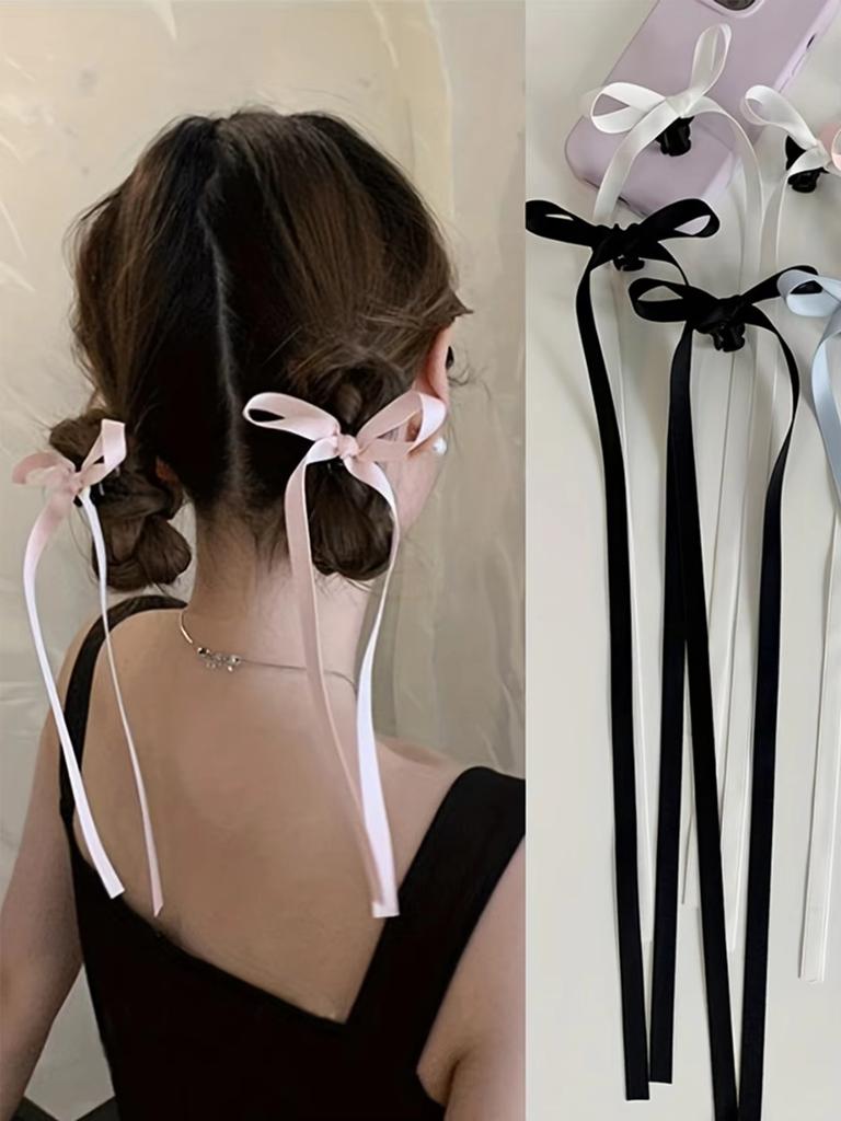 18 pcs BB Clip of hair for women and girls Y2K cute star clips style headband with long bow ribbon Clip for Hair accessories