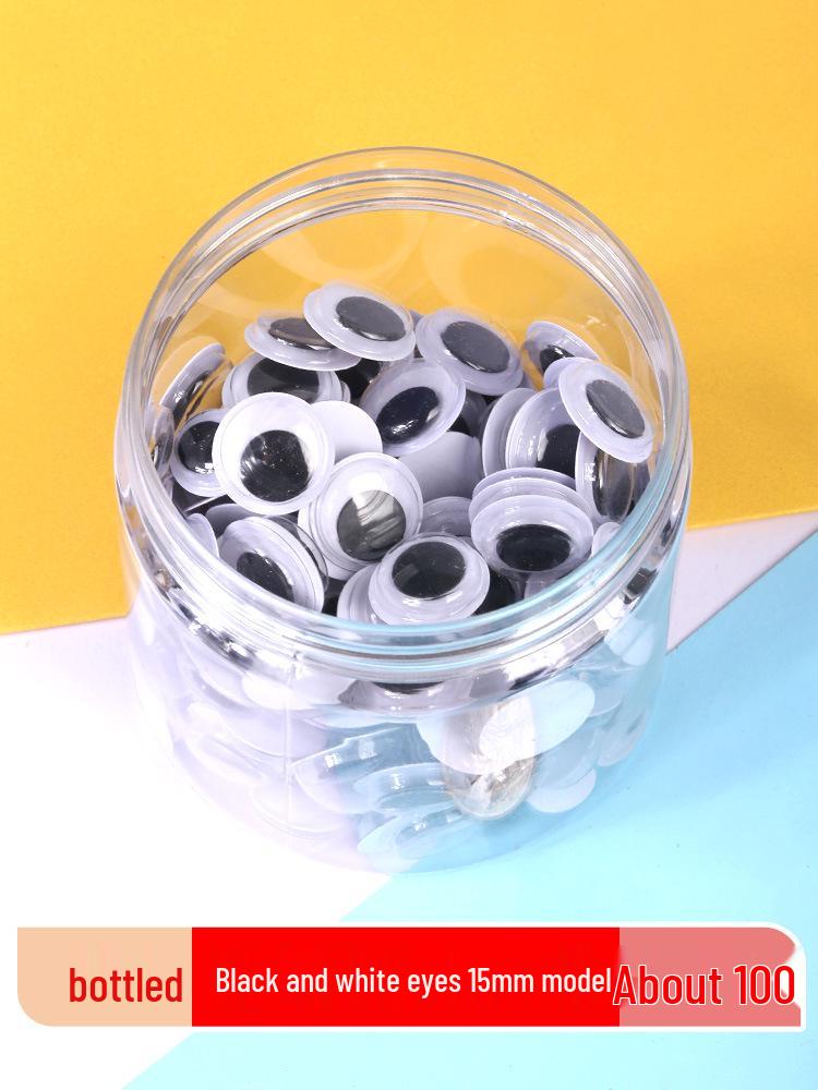 Kids' DIY Colored Eye Stickers for Crafting: Animal-Themed Black and White Eyeballs